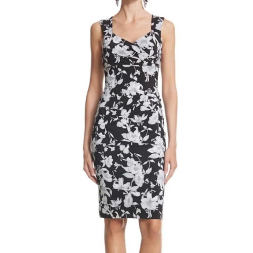 White House Black Market Black and White Floral Midi Dress